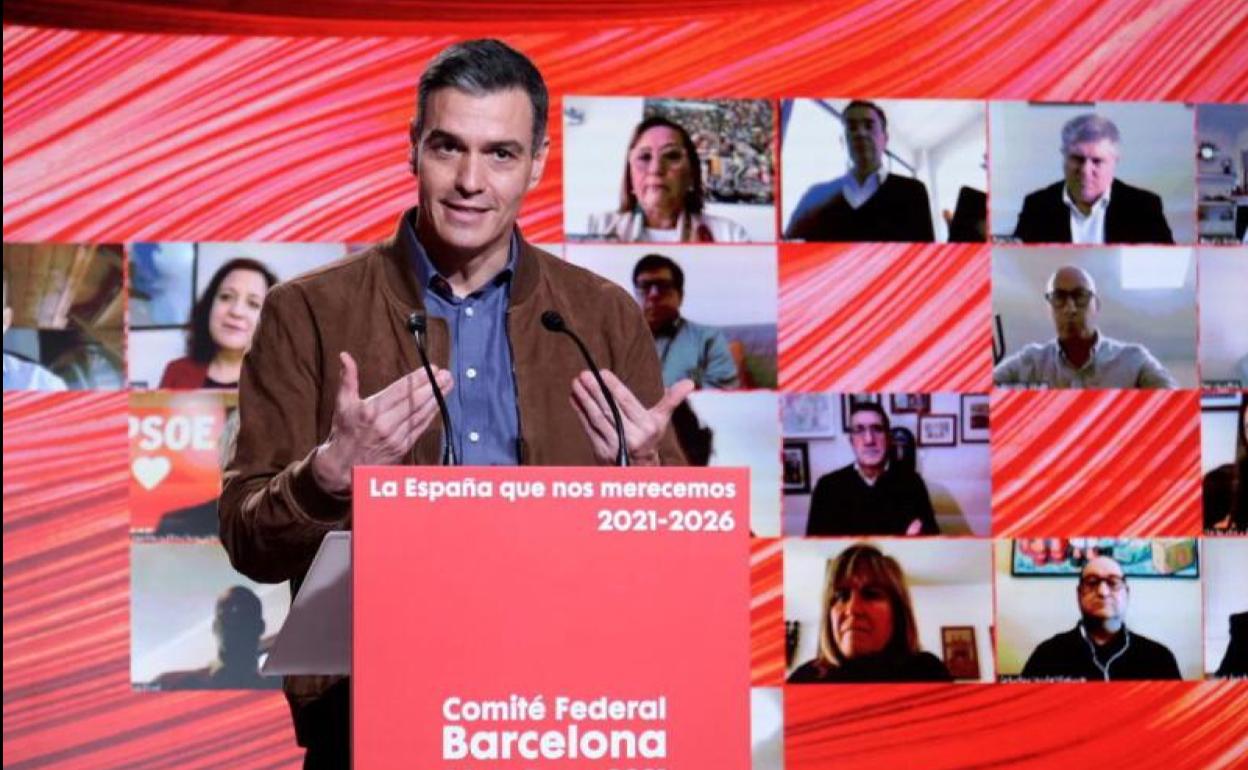 Sánchez, este sábado, durante el Comité Federal celebrado en Barcelona.