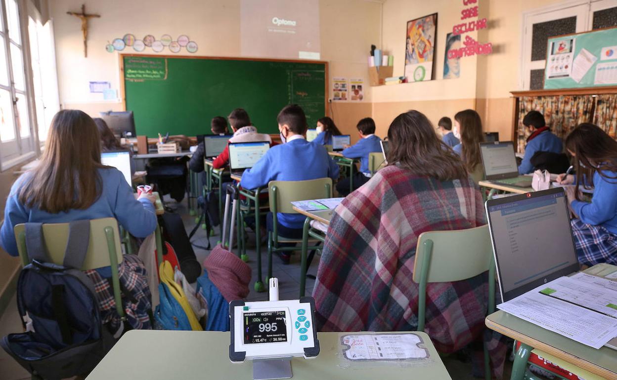 Alumnos en una clase de Palencia. 