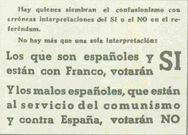 Propaganda sobre la votación de 1947.