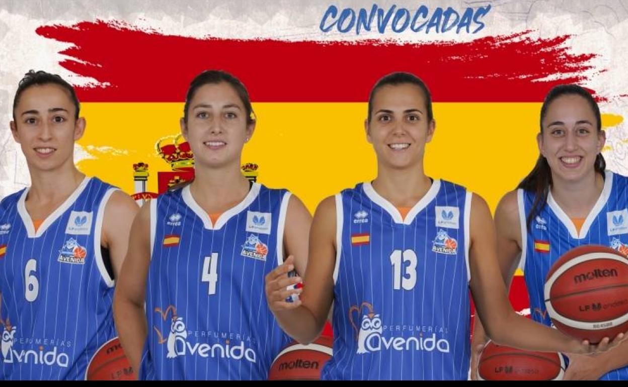 Silvia Domínguez, Leo Rodríguez, Andrea Vilaró y Maite Cazorla, las cuator jugadoras llamadas por Mondelo.