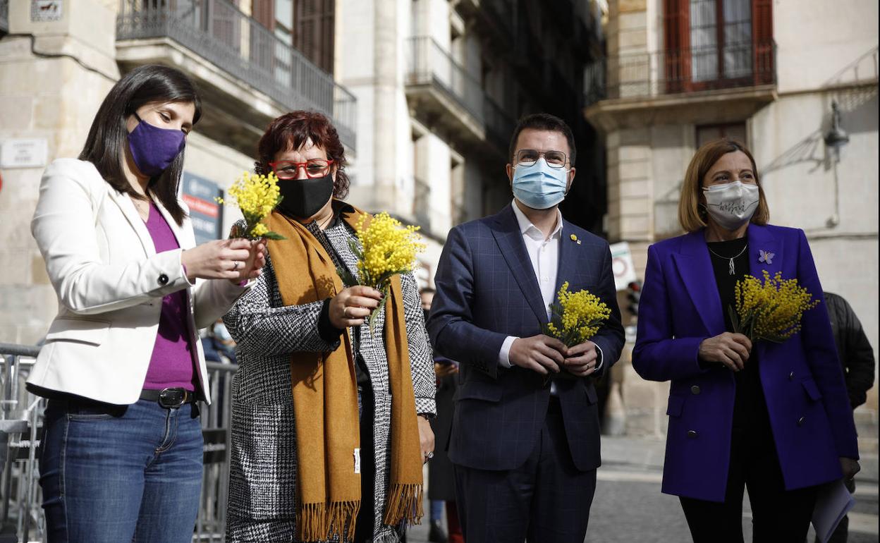 Candidatos de ERC, en un acto electoral celebrado este miércoles.