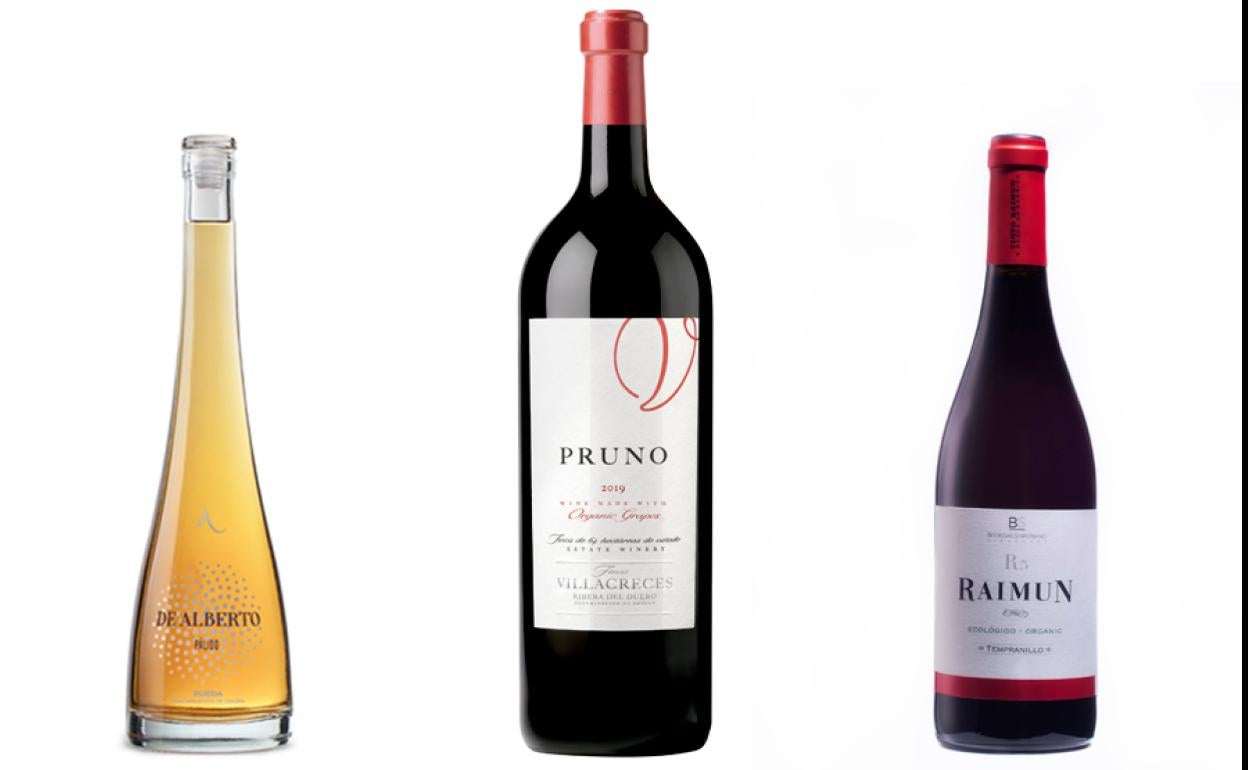 De Alberto Pálido (Bodegas De Alberto), Pruno 2019, magnum (Bodegas Villacreces), Raimun 5 Meses (Bodegas Sinforiano). 