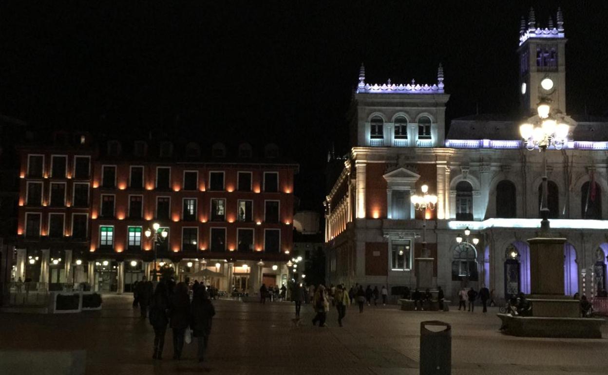 Plaza Mayor de Valladolid, a última hora de este martes. 