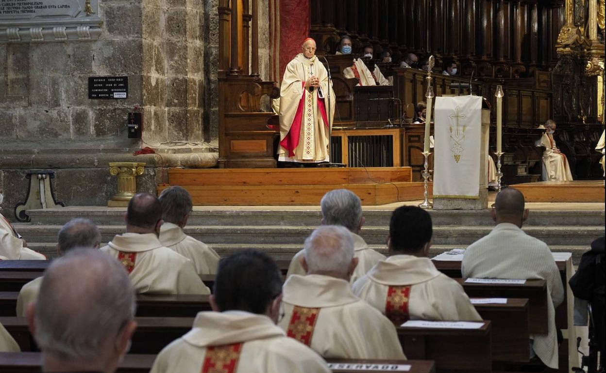 Blázquez, durante su intervención este Miércoles Santo en la misa crismal. 