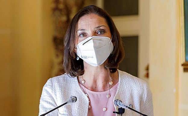 La ministra de Industria, Comercio y Turismo, Reyes Maroto, en su visita a principios de abril a Segovia.