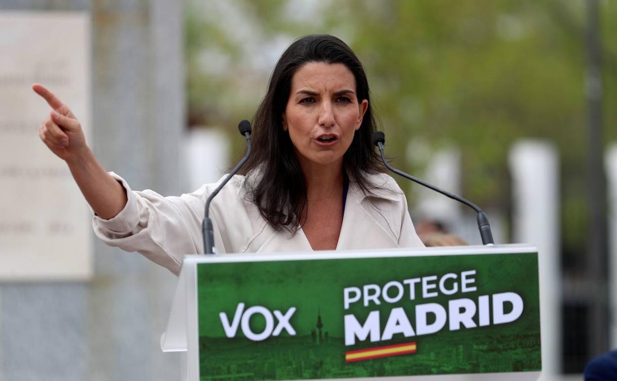 Rocío Monasterio, en un acto de su partido en Madrid.