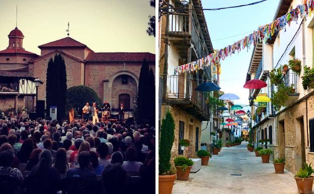 Música folclórica junto al santuario de la Virgen de Chilla y las calles de Candeleda, engalanadas para la fiesta.