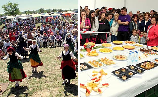 Niños y adultos bailan la jota en honor de San Gregorio y Concurso Gastronómico de Tortilla de Patatas de las fiestas de San Gregorio de Baltanás.