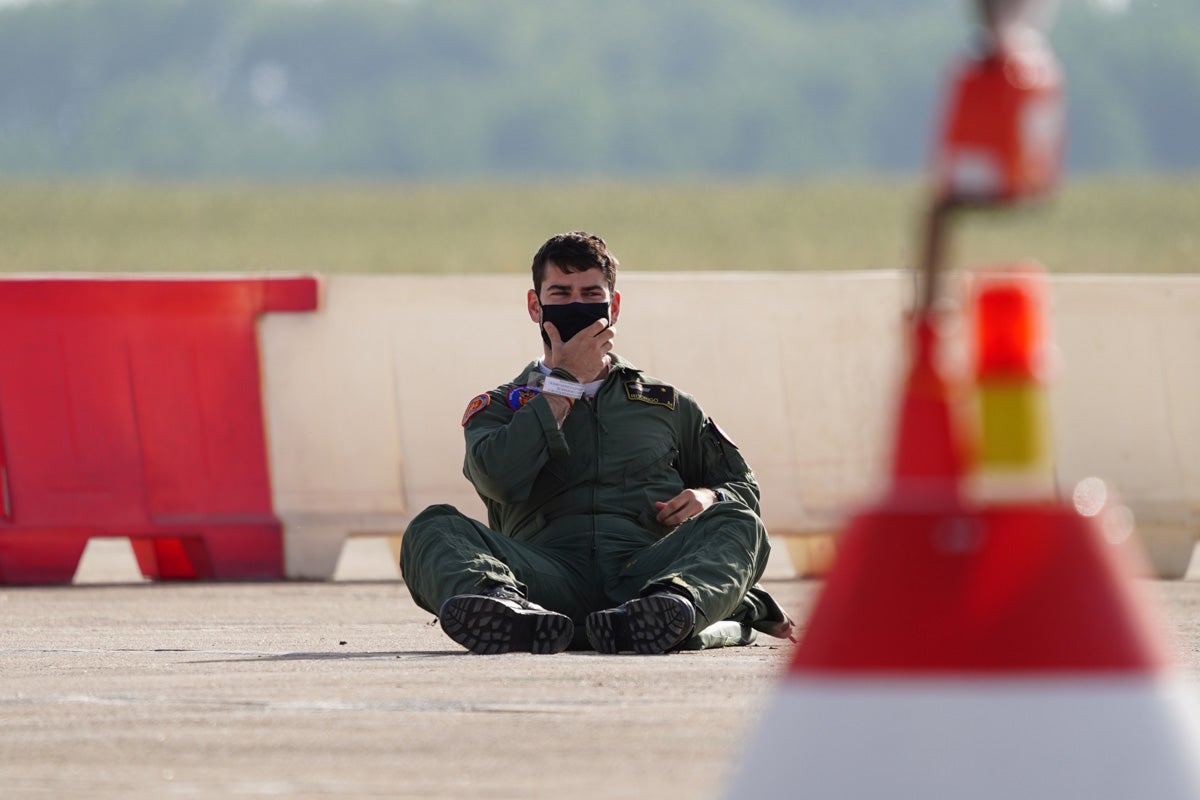 Maniobras del simulacro VEGA21 en la base aérea de Matacán, Salamanca 