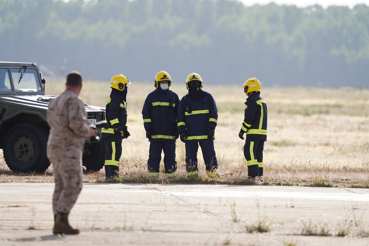 Maniobras del simulacro VEGA21 en la base aérea de Matacán, Salamanca 