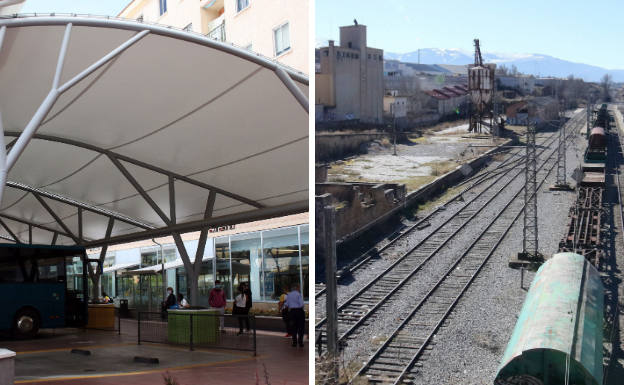 A la izquierda, actual estación de autobuses; a la derecha, antigua estación de trenes donde se quiere construir la nueva terminal de autobuses.