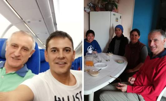 Sebastián Cerro junto con Nacho y Flor y su familia, dos de los protagonistas del libro.