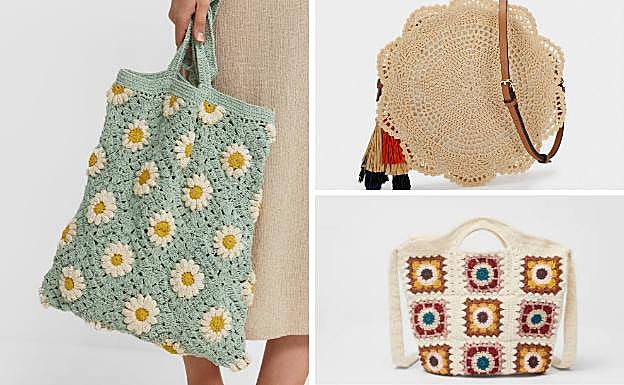 Así son los bolsos de crochet.