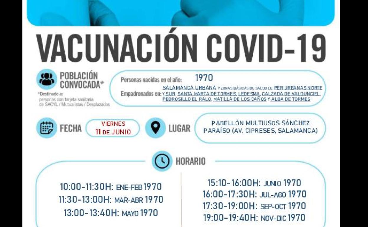 La Junta vacunar el viernes a los nacidos en 1970 en el Multiusos de Salamanca