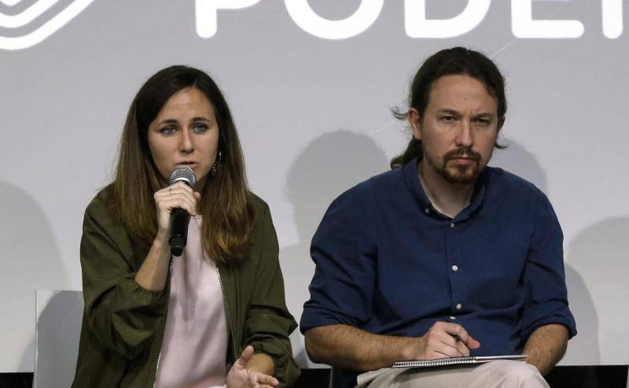 Ione Belarra y pablo Iglesias, en un encuentro de Podemos.