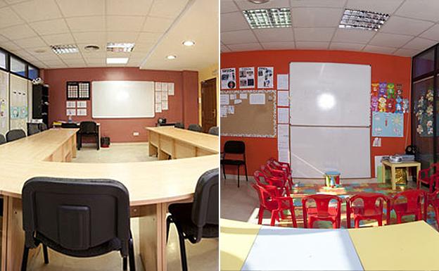 Aulas de adulto y de niños. 