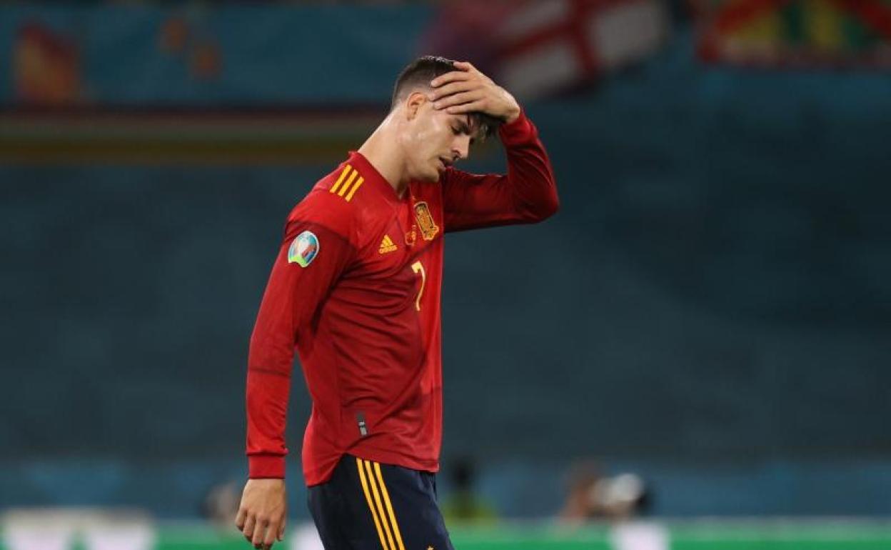 Álvaro Morata, durante el España-Polonia de la Eurocopa.