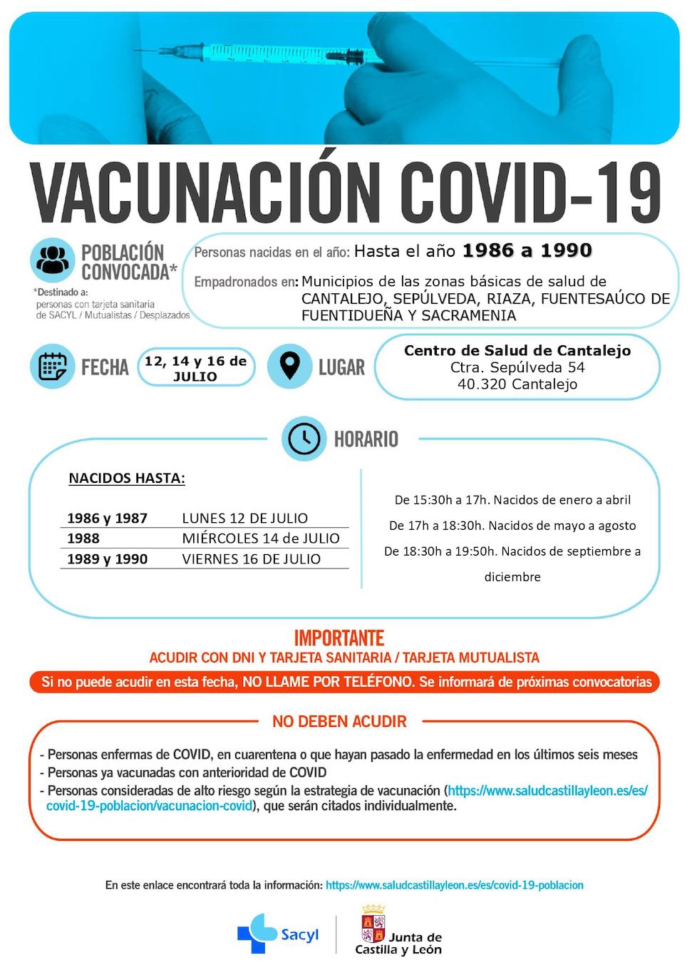 Horarios e información sobre la vacunación.