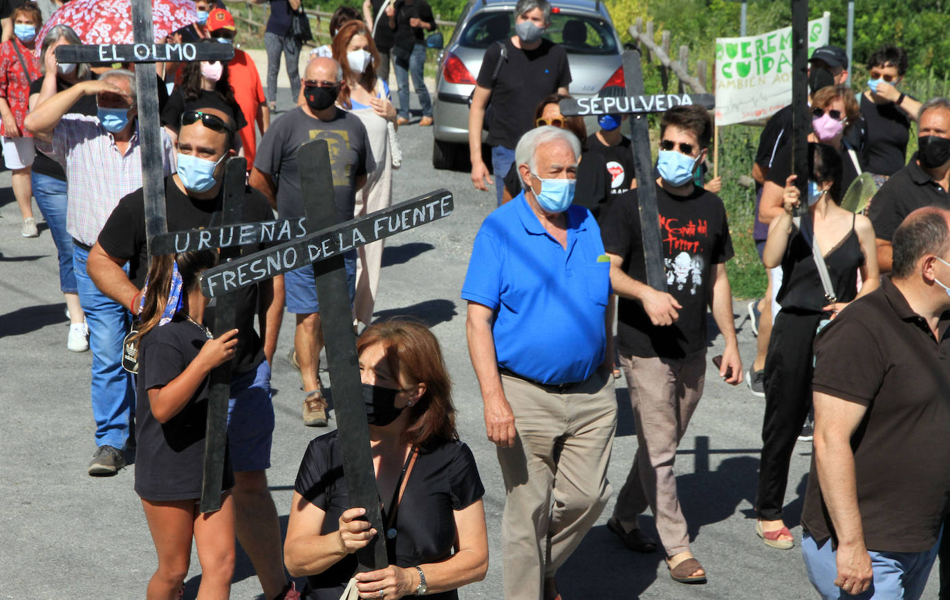 Manifestación este sábado en Sepúlveda en contra de los recortes sanitarios.