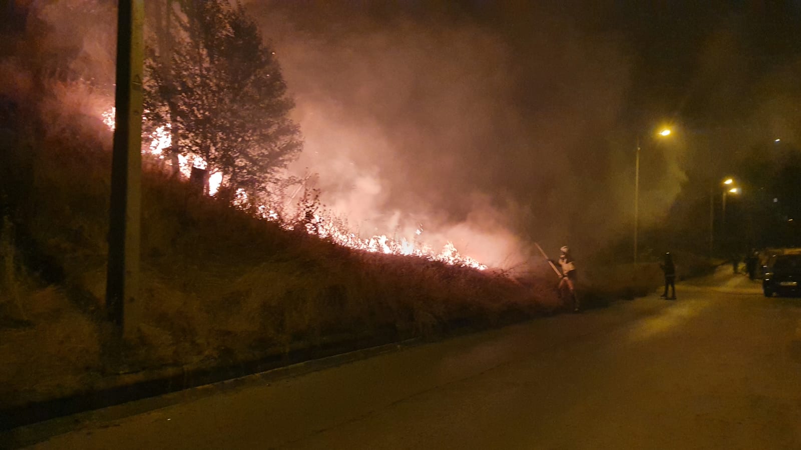 Un incendio intencionado devora los aledaños del Castillo de Burgos