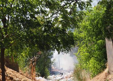 Imagen secundaria 1 - Arde un vertedero en la zona trasera del Benito Menni