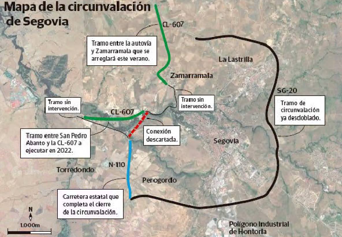 Mapa de la circunvalación y las carreteras necesarias para su cierre.