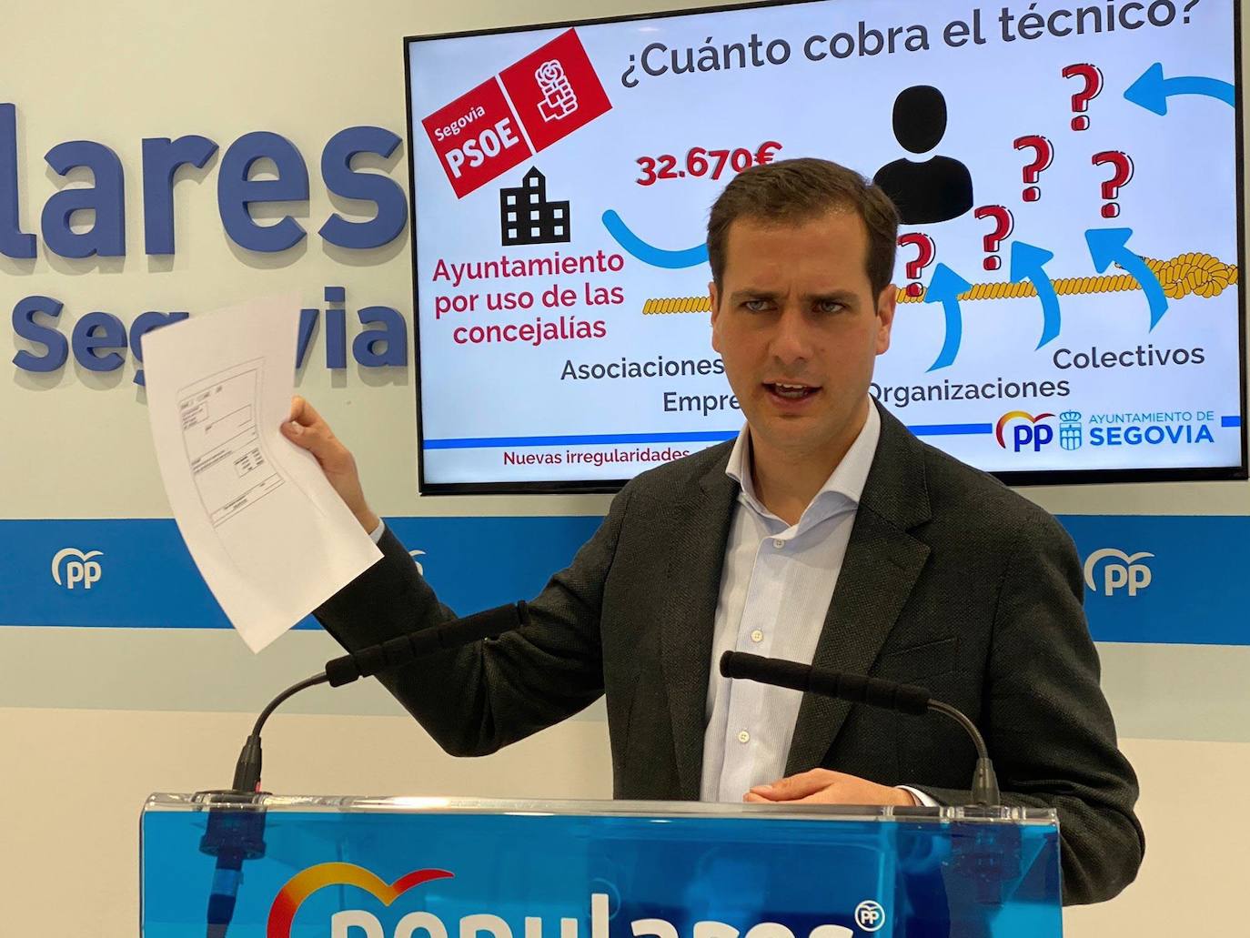 Pablo Pérez, durante una rueda de prensa del Partido Popular.