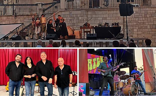 Arriba, Mayalde en concierto. Debajo, los componentes de Enredabailes. y actuación en 'OsornoWateke'.