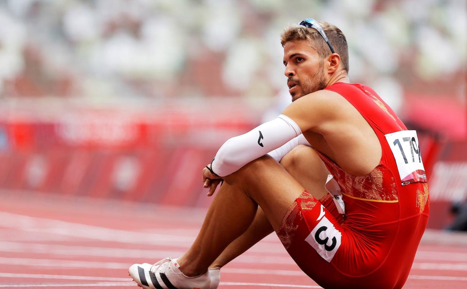 Óscar Husillos, tras correr su serie en Tokio. 