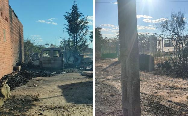 El fuego calcina un coche, un vivero y un edificio de aperos en el Camino de Palomares
