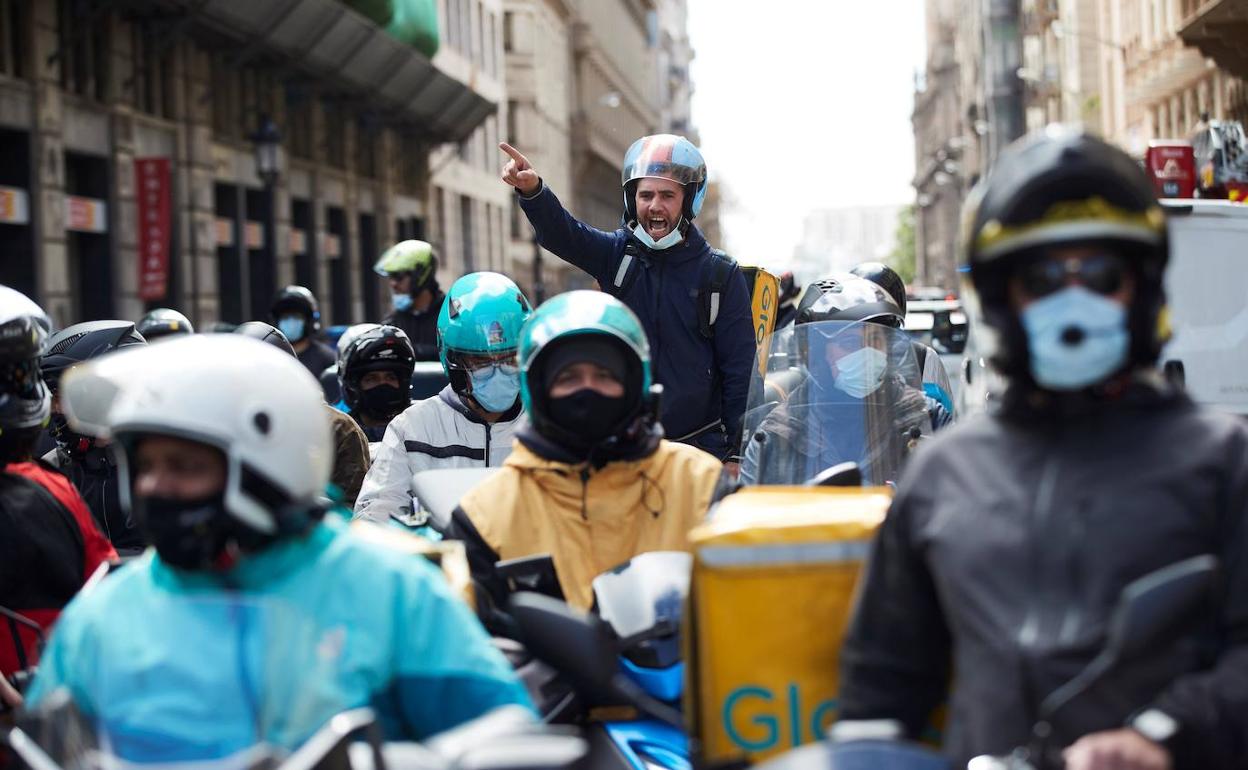 Manifestación de 'riders' en Barcelona, que protestaron en mayo contra la nueva ley.