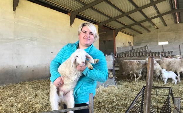 Isabel Bartol, en su explotación de ovino en Hinojosa de Duero (Salamanca), de donde sale la leche para la elaboración del queso artesanal Cynara.