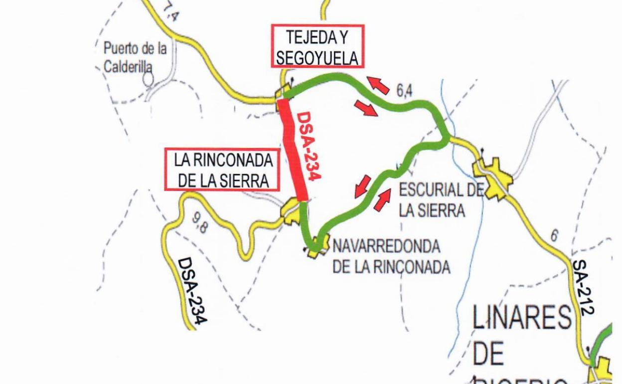 La carretera DSA-234 entre Tejeda y Segoyuela y Rinconada de la Sierra se cerrará al trafico. 