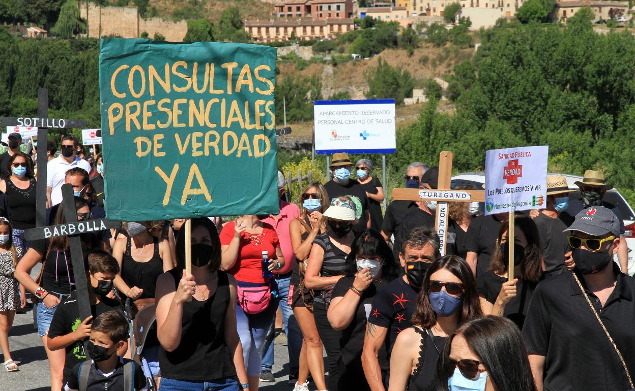 Protestas en la localidad segoviana de Sepúlveda.