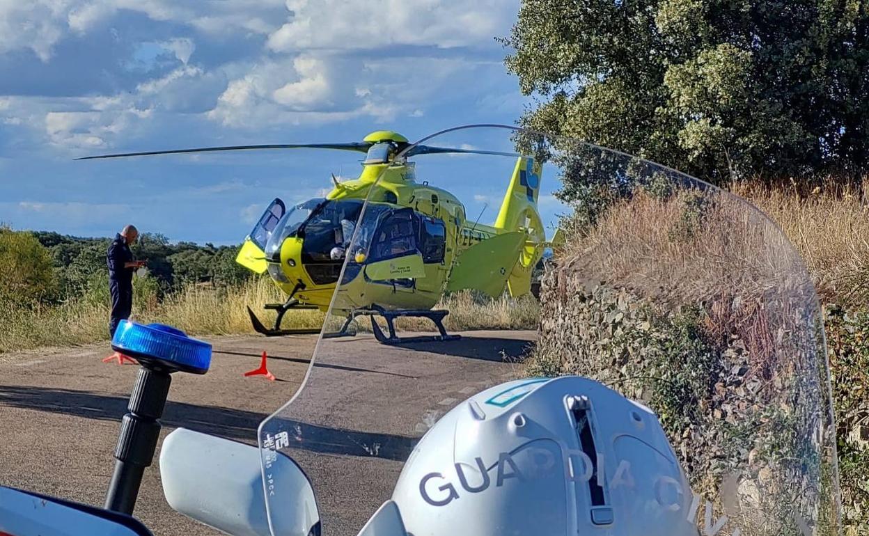 Helicóptero del Sacyl en el accidente. 