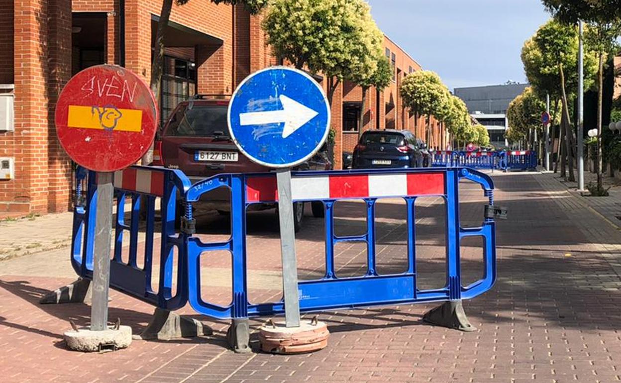 Obras en una calle de Valladolid. 