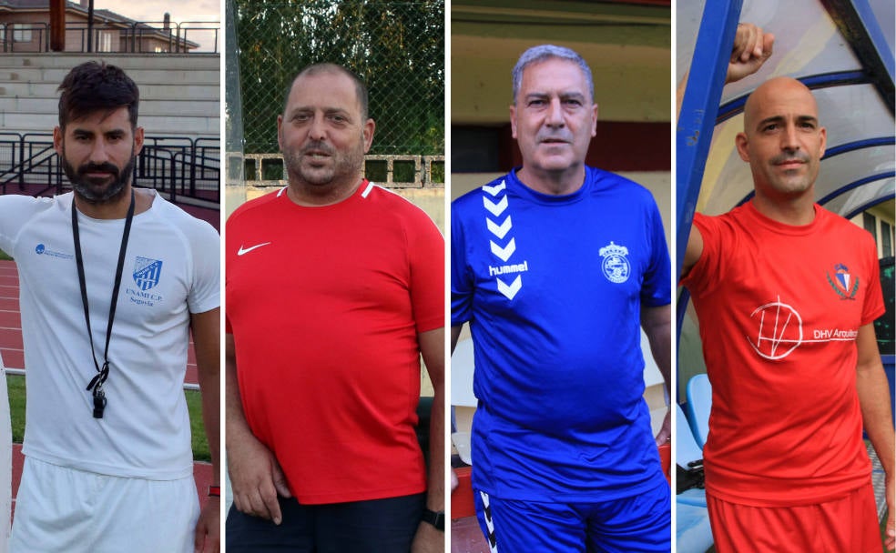 Gonzalo del Valle, José Luis Segovia, Luis Bertó y Ricardo de Andrés, antes de los últimos entrenamientos de esta semana.