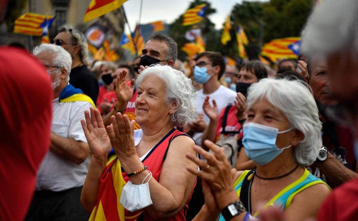 Participantes en la Diada de Cataluña el 11 de septeimbre de 2021.