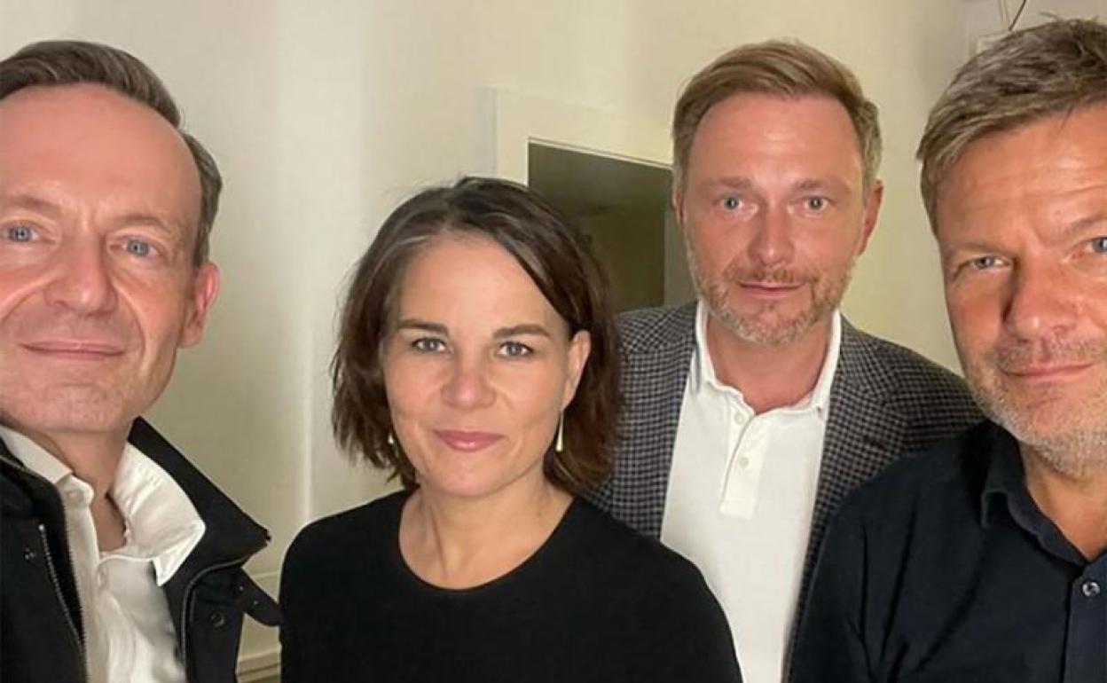 Annalena Baerbock, Robert Habeck, Christian Lindner y Volker Wissing.