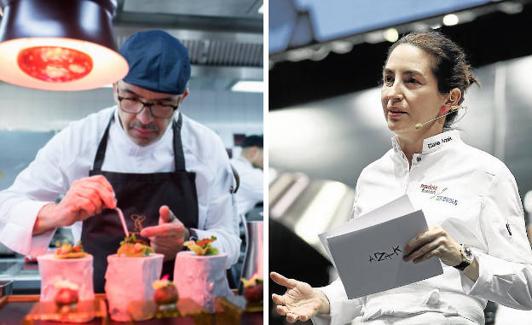 Los cocineros Jesús Sánchez y Elena Arzak. 