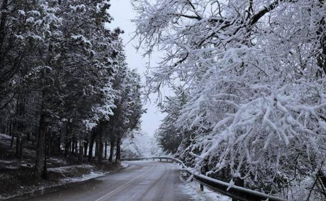 La nieve cierra un puerto en Burgos y obliga a usar cadenas en otro de León