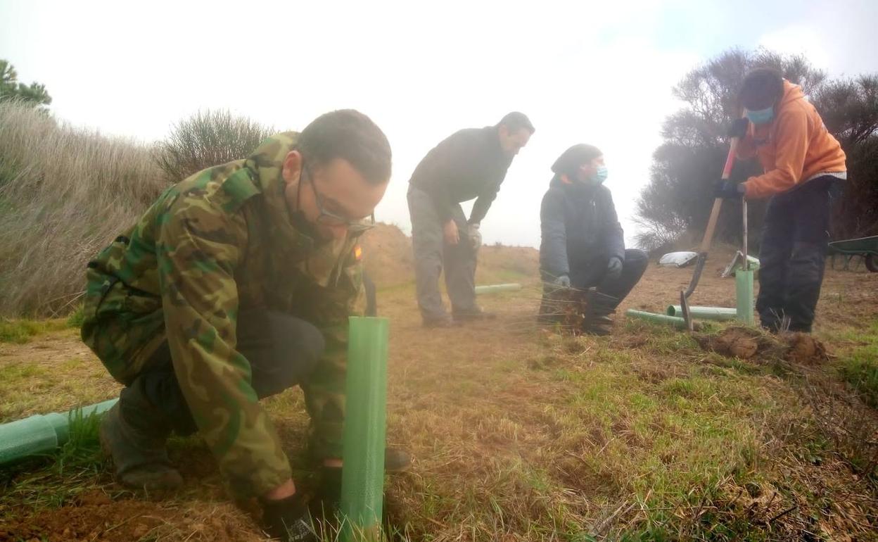 El alcalde, Magín Martín, también participó en la plantación.