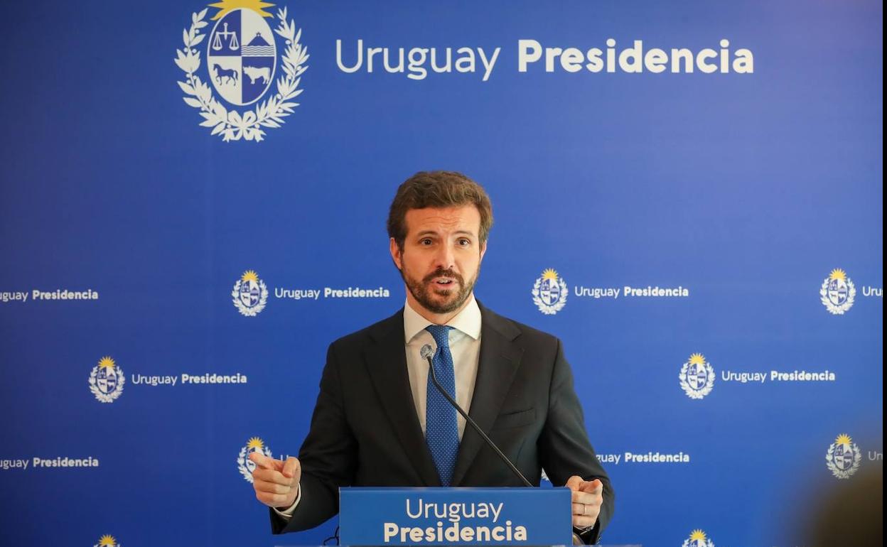 Pablo Casado, este miércoles en Montevideo.