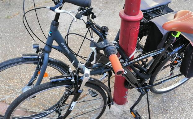 Las bicicletas robadas en la plaza de Portugalete. 