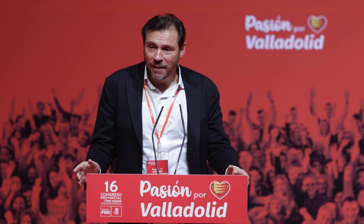 Óscar Puente, el pasado domingo, en el Congreso Provincial del PSOE de Valladolid.