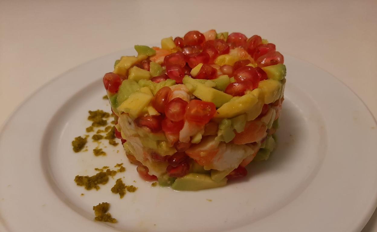 Receta: Tartar de langostino con aguacate y granada