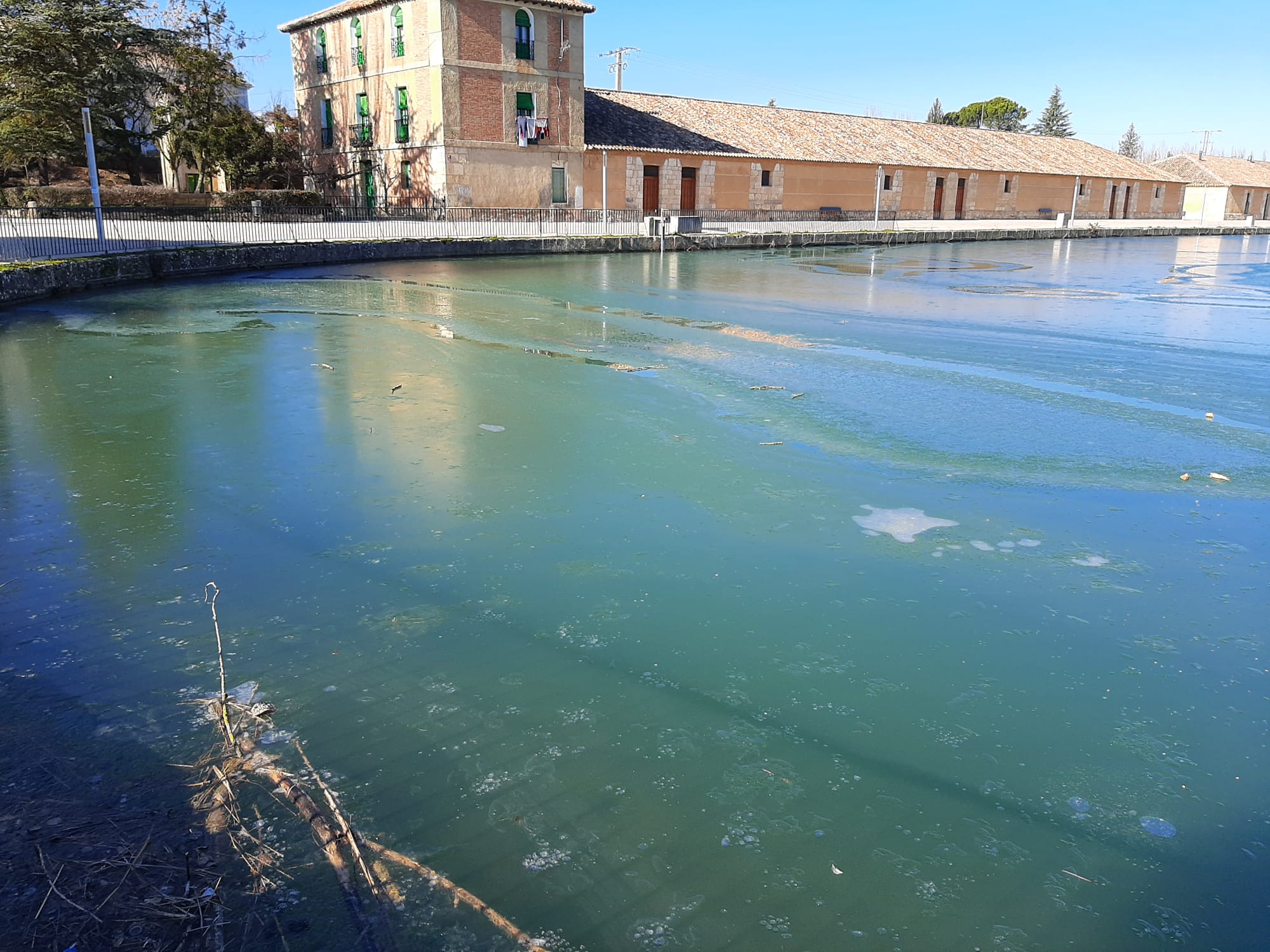 Fotos: La dársena del Canal de Castilla de Rioseco se hiela por primera vez en este invierno