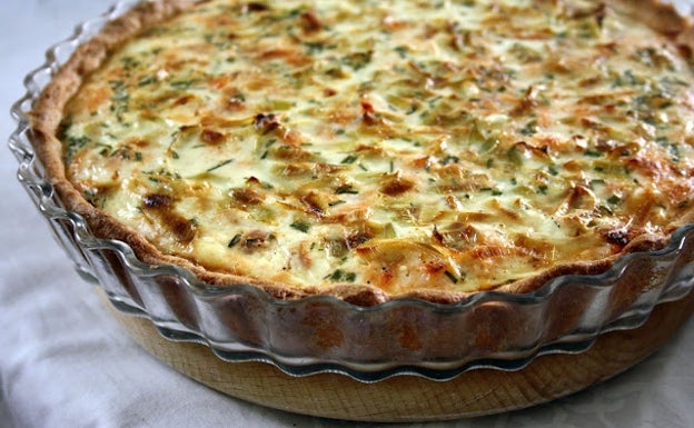 Quiche de salmón y puerros