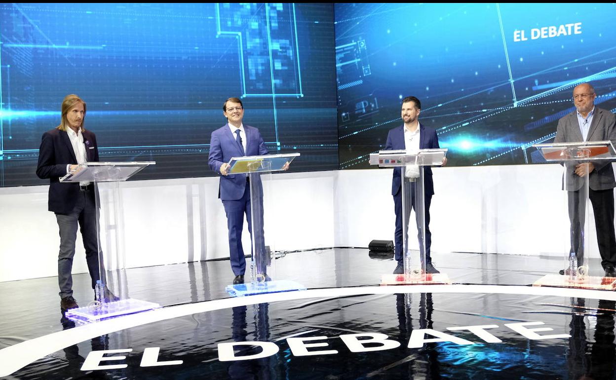 Pablo Fernánez, Mañueco, Tudanca e Igea en el debate de las elecciones de 2019.