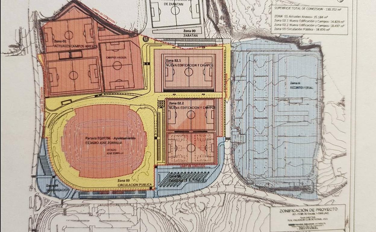 Zonificación de proyecto para construir la nueva Ciudad Deportiva del Real Valladolid junto al estadio Zorrilla